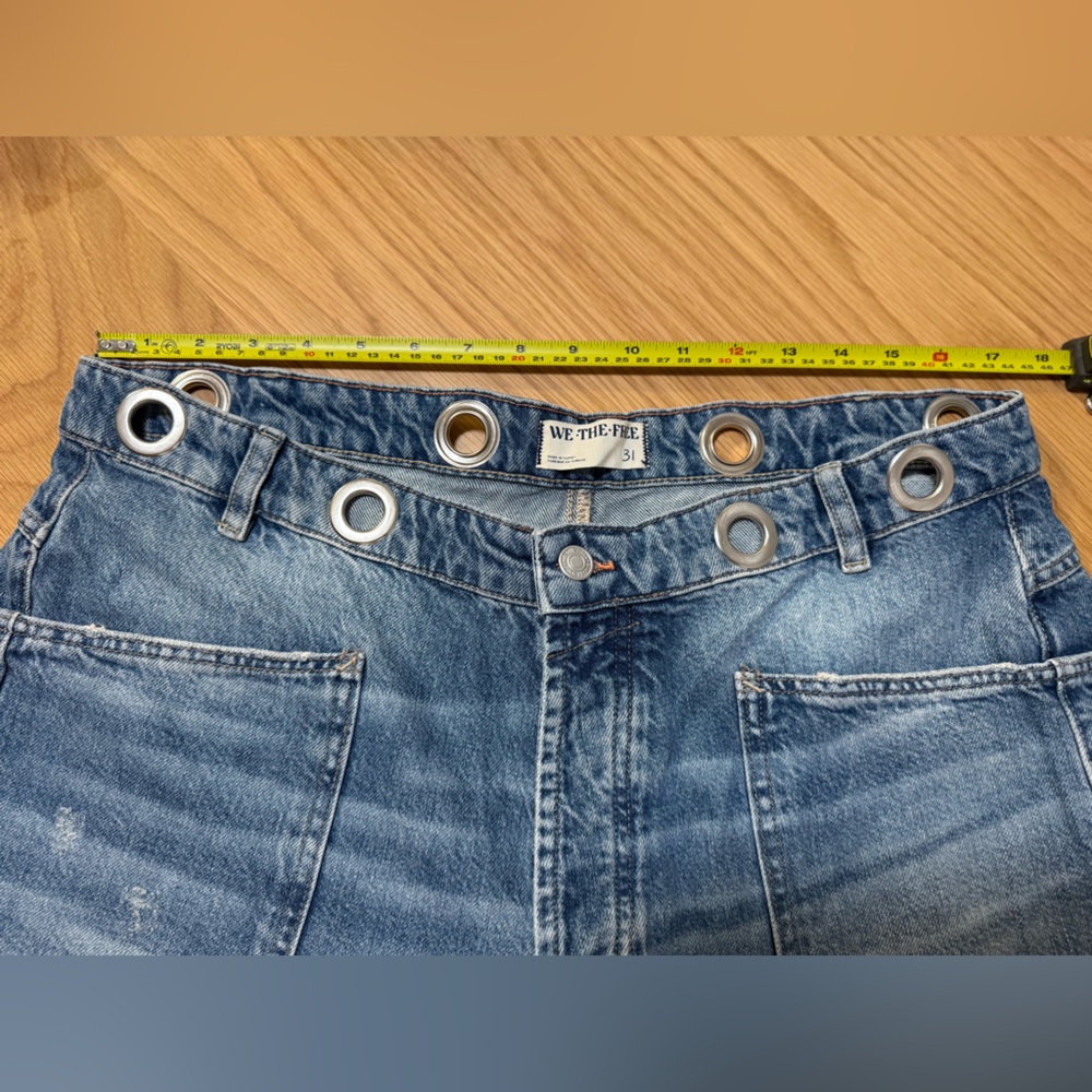 We The Free Patchwork Utility Jeans Size 31 | Grommet Waist | Drawstring Missing - Picture 6 of 8